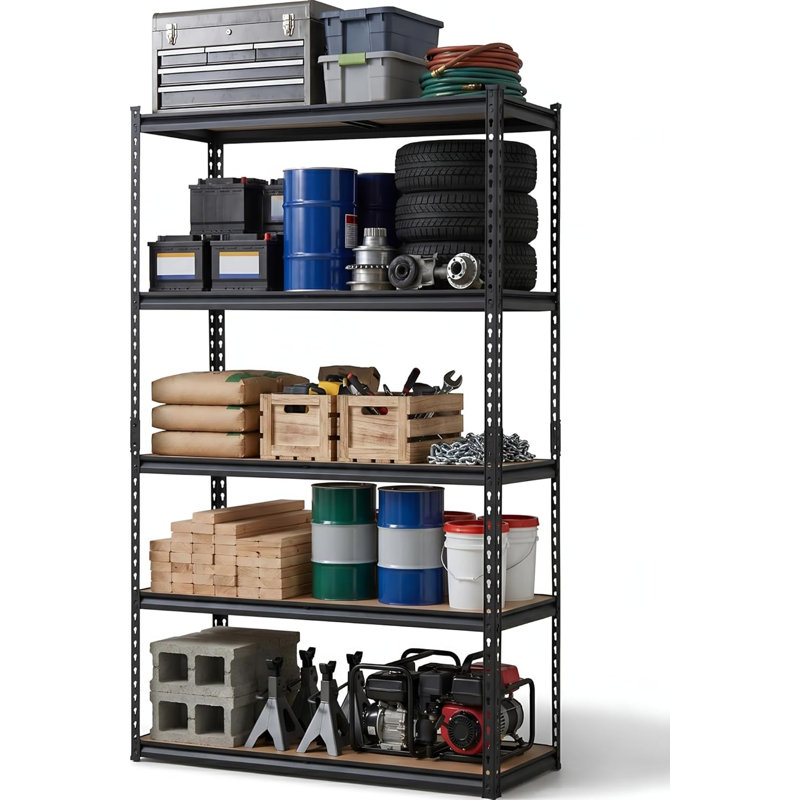 Étagère de rangement, 36 48 60 W, tablettes utilitaires en acier au carbone, capacité de charge de 2 500 lb, tablette de garage autoportante réglable en métal pour garde-manger, sous-sol, entrepôt, robuste