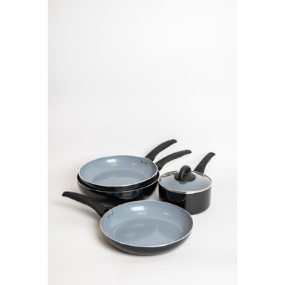 MasterClass 5pc Ceramic Non-Stick Eco Pan Set with 2x Frying Pans, 2x Saucepans, and Wok