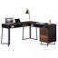 Bureau en L, finition noyer foncé