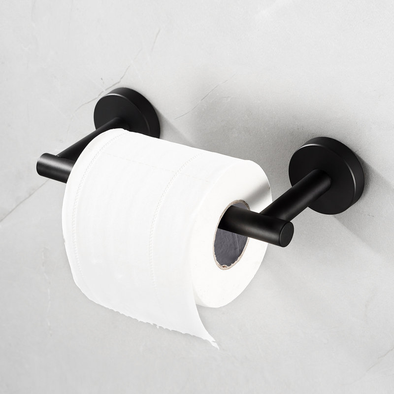 Wall-Mount Single Single Post Toilet Paper Holder, Matte Black