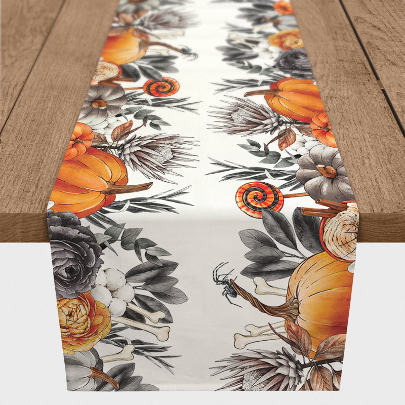 Haysten Halloween Botanicals Border Table Runner, 90" L x 16" W