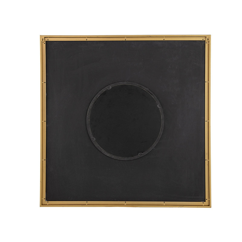 40" X 40" Square Carved Mirror With Pleated Design With Iron Frame, Neutral Colorway Wall Decor For Living Room Bathroom Entryway