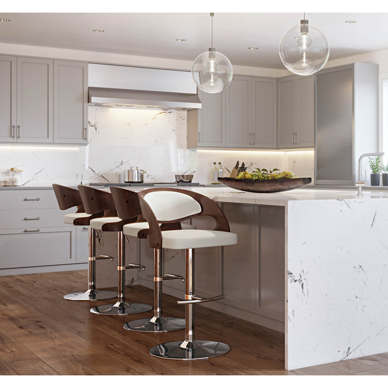 Tabouret de bar Arabelle, Acajou / blanc