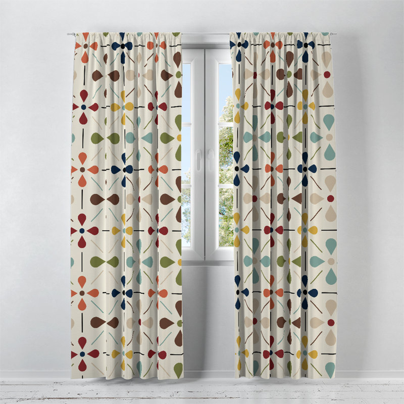 Paire de rideaux semi-transparents style Mid-Century Jacks, 20 po x 82 po