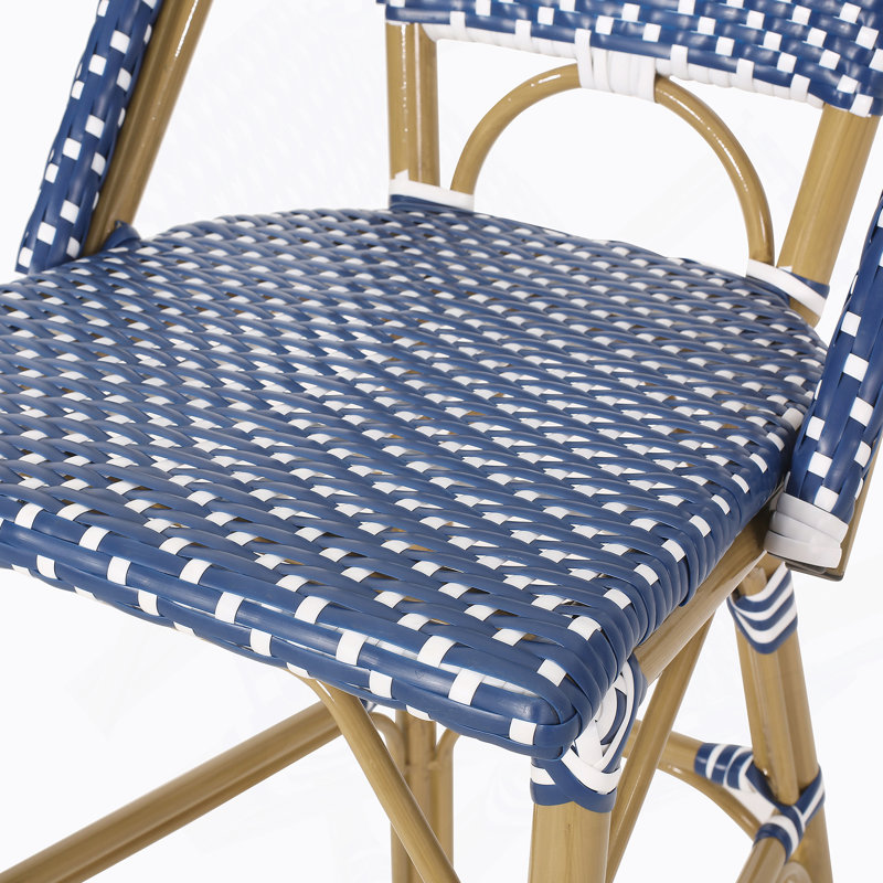 Tabourets de bar 4 pieds en aluminium bleu sarcelle avec repose-pieds, Bleu sarcelle