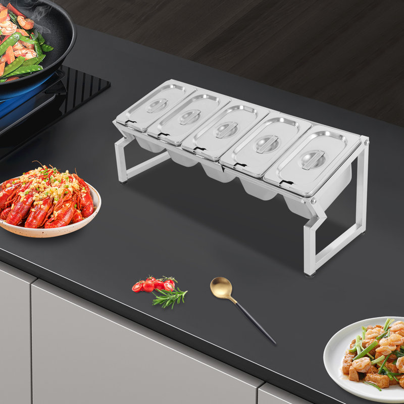 Ensemble de pots à épices autoportants en acier inoxydable avec supports réglables