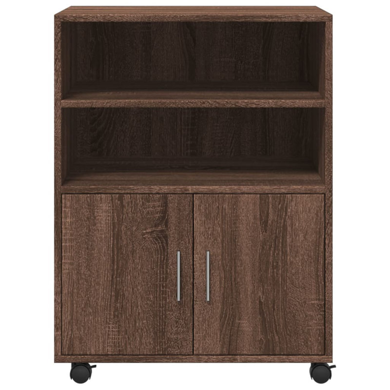 Rolling Cabinet Engineered Wood, Brown Oak