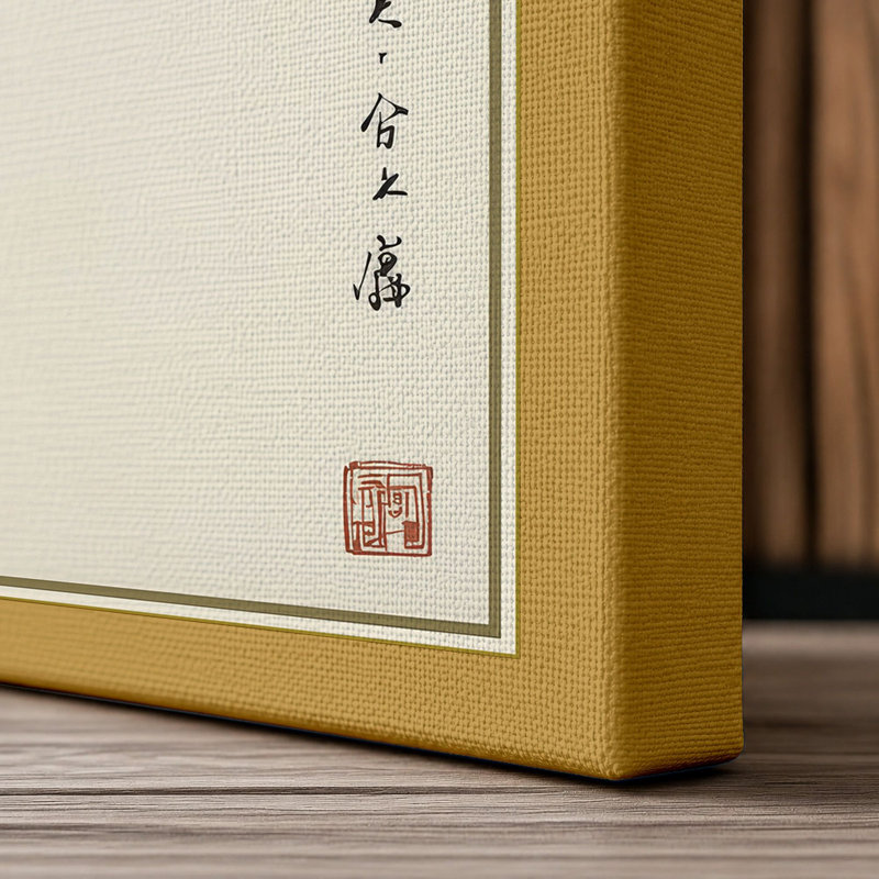 Blossom Branch Japandi - Wrapped Canvas, 30x20 - 76.2 x 50.8 cm, Ochre Border