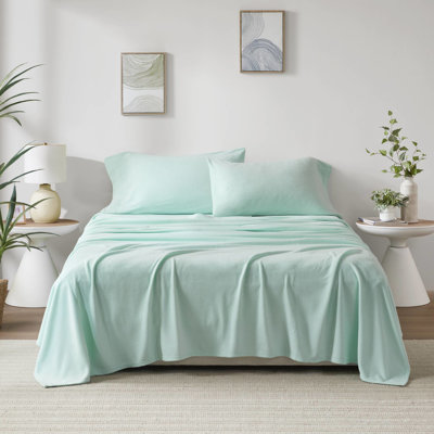 Ensemble de 4 très grands draps 100% molletonnés, doux au toucher, surface pelucheuse, livré avec un drap plat, 2 taies d'oreiller ajustées, élastique pour matelas de 16 po, coffre-fort, lavable à la machine,