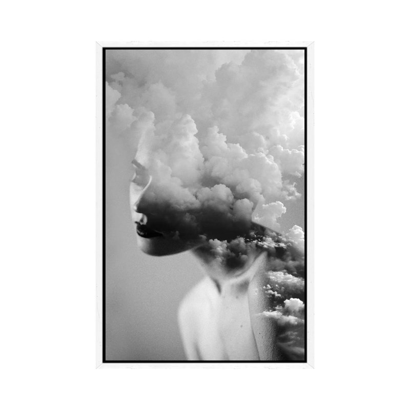 Cloudy Mind - Print on Canvas, White Framed, 66.04cm H x 45.72cm W x 3.81cm D