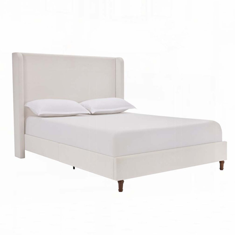 Grand lit tapissier Harper, Crème, crème, Très grand lit