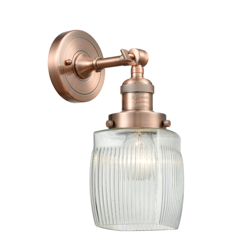 Applique murale 1 lumière pour salle de bain Mireya, Ampoule incandescente rétro de 60 watts, Cuivre antique