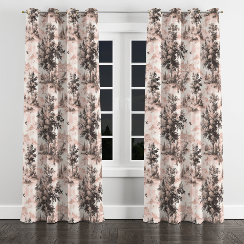 Rideaux de fenêtre French Country - Rideau à œillets rose rosé - 1 panneau, Œillets dorés, L 52 po x L 95 po