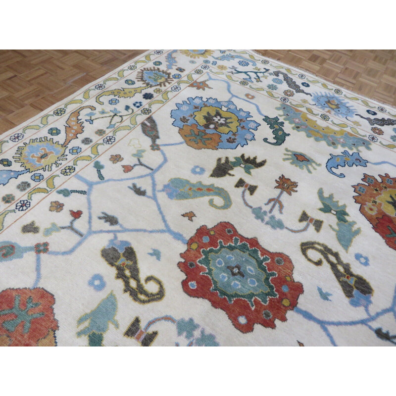 Tapis ivoire unique de 9 pi 3 po x 11 pi 9 po