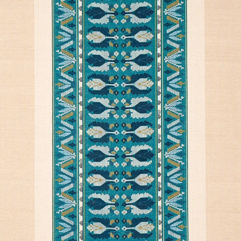 Sandor Stripe Embroidery Fabric, Peacock