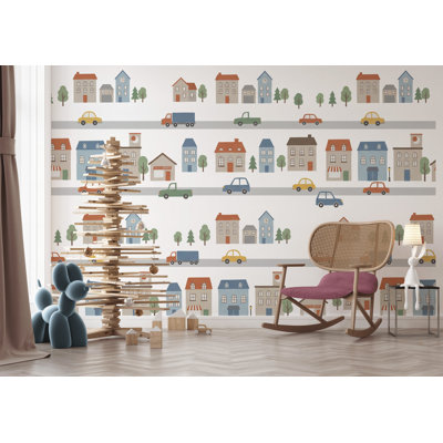 Townscape Wallpaper Bright Playful Removable Wall Decor