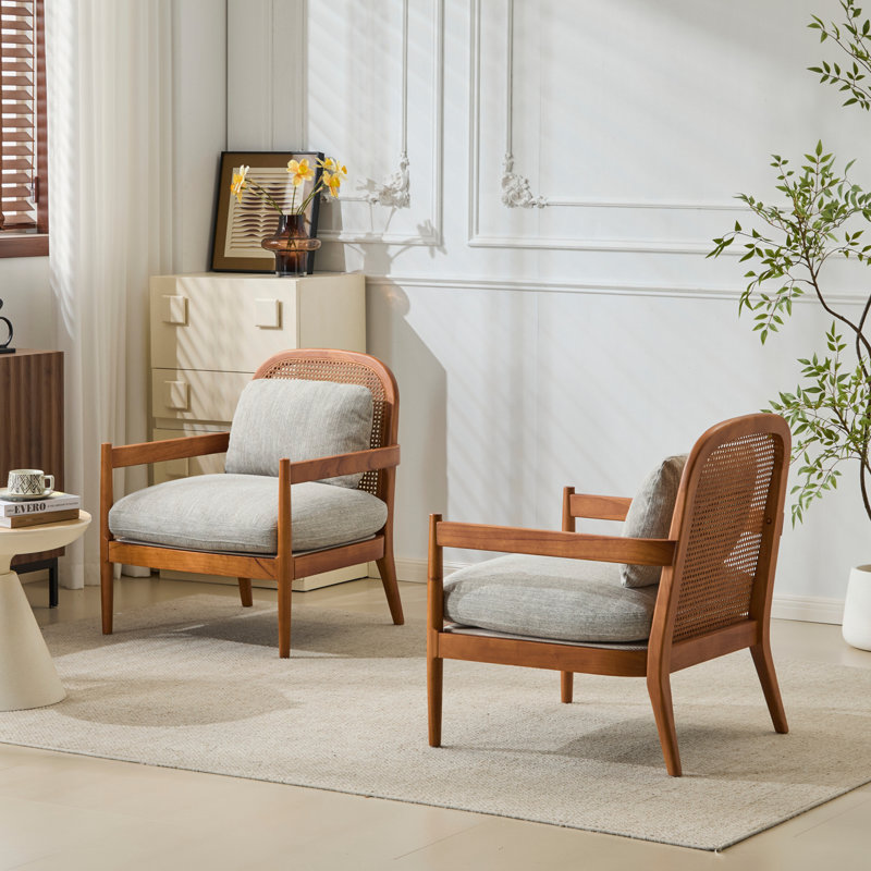 [Ensemble de 2] Chaise d'appoint Mid-Century moderne 26,6 po, Vert grisâtre, Noyer