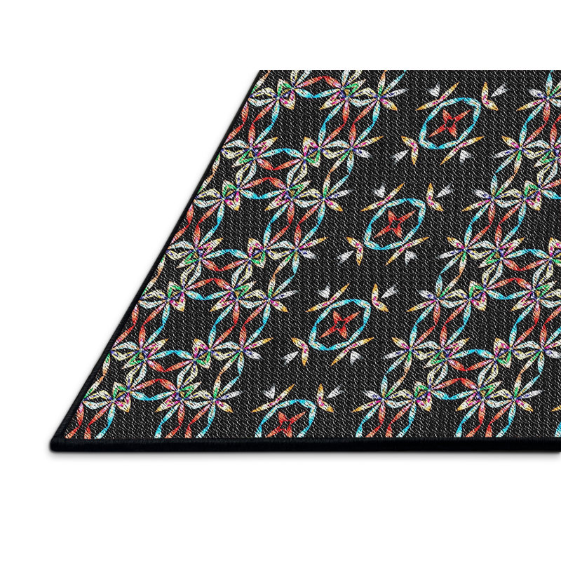 Tapis gris/noir tissé à la machine, Rectangle 2 pi x 4 pi