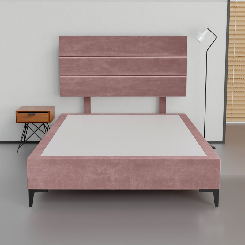 Allondra Upholstered Platform Bed, Full, Dark Pink