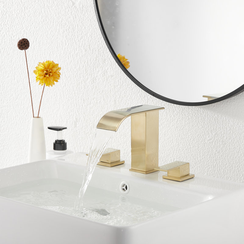 Widespread 2-handle Bathroom Faucet with Drain Assembly, Gold