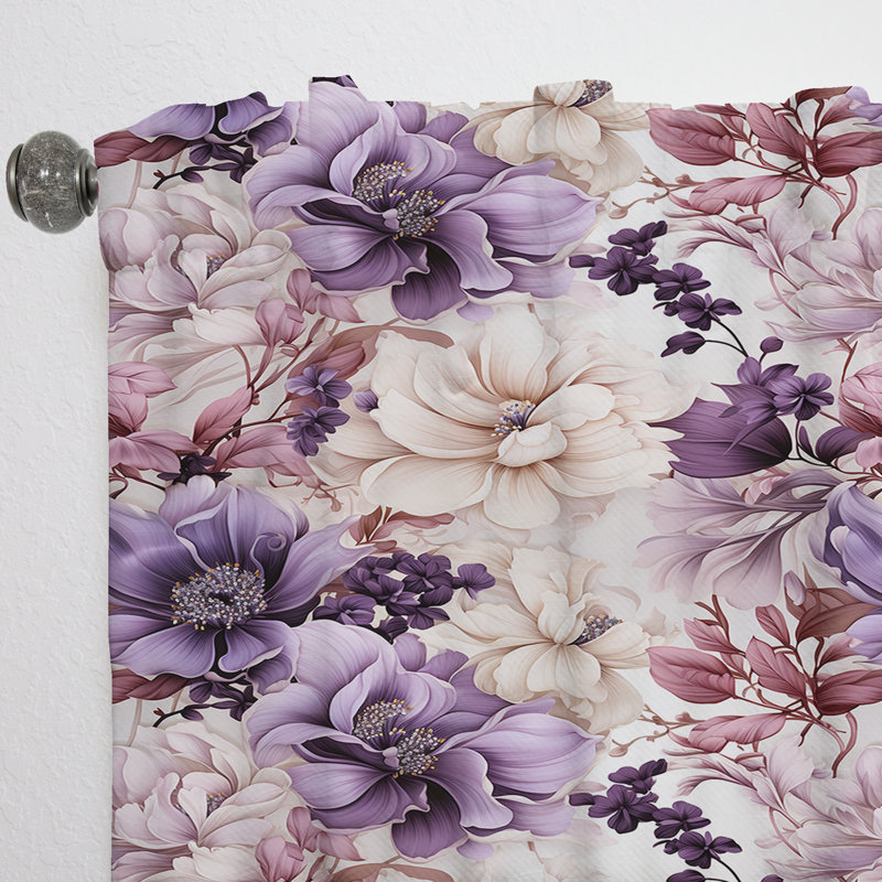 Ethereal Floral Delight Victorian Motif III - Rideau floral - Velours obscurcissant - 1 panneau, L 52 po x L 63 po