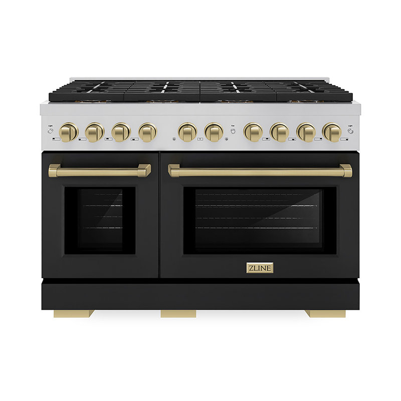 ZLINE Autograph 48 in. Paramount Dual Fuel Range w/ DuoPro Cooktop & Black Doors w/ Bronze Accents, Champagne Bronze