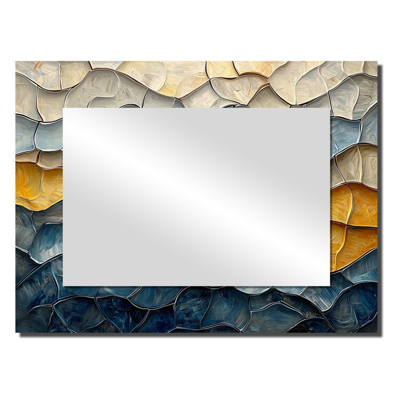 Miroir mural décoratif fauve à motif de vagues géantes «I», 24 po x 32 po