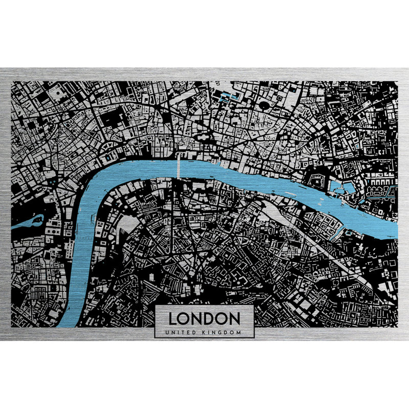 London Aerial Map - No Frame Print on Metal