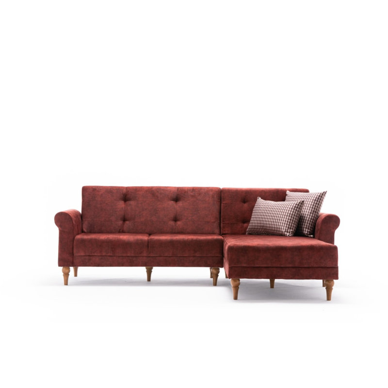 Canapé modulaire à méridienne rembourré igourdane, Accoudoir à droite (vu de face), 100 % polyester rouge