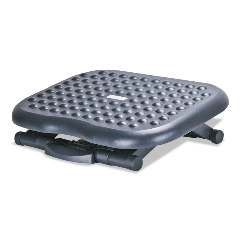Black Adjustable Ergonomic Plastic Footrest with Massage Surface