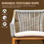 2 tabourets de comptoir d'extérieur - Fabrication en aluminium, corde, coussin kaki pour le jardin, la piscine, les sièges de patio avec accoudoirs et coussin confortable, patio, cuisine, kaki, dossier carré