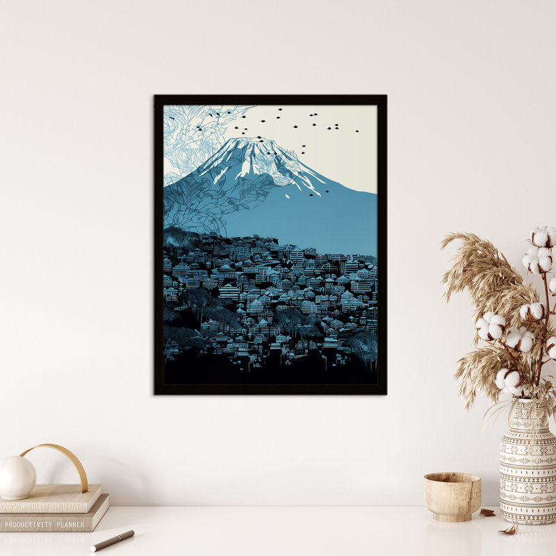 Snow Capped Mount Fuji And Fujiyoshida City Elegant - Single Picture Frame Print