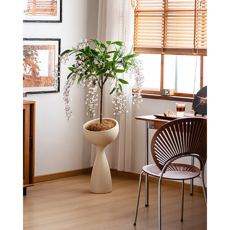 Jasmine qui pleure artificiellement, plante d'intérieur en pot, H 57,48 po x l 12,2 po x P 12,2 po, Crème