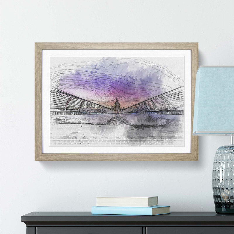 St. Pauls Cathedral in London in Abstract - Picture Frame Graphic Art Print, Oak Framed, 48cm H x 65cm W x 2cm D