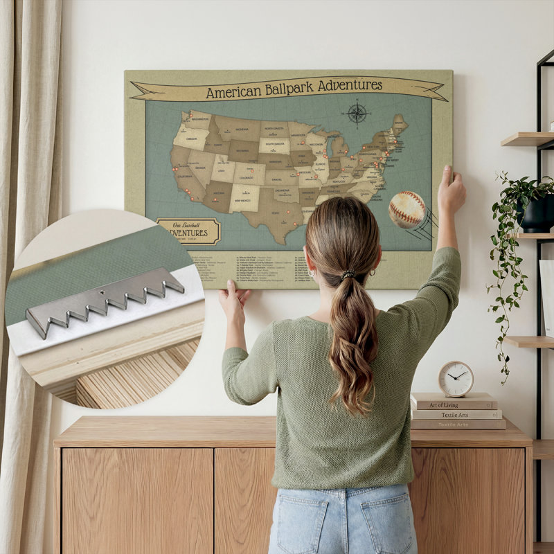 Baseball Push Pin Hobby Map II, 40" H x 60" W
