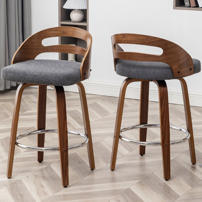 Swivel Bar Stool, Grey, Counter Stool (66cm Seat Height)