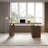 Luxury Walnut Finish Oval Desk With Storage Cabinet PC Space And Wireless Charging