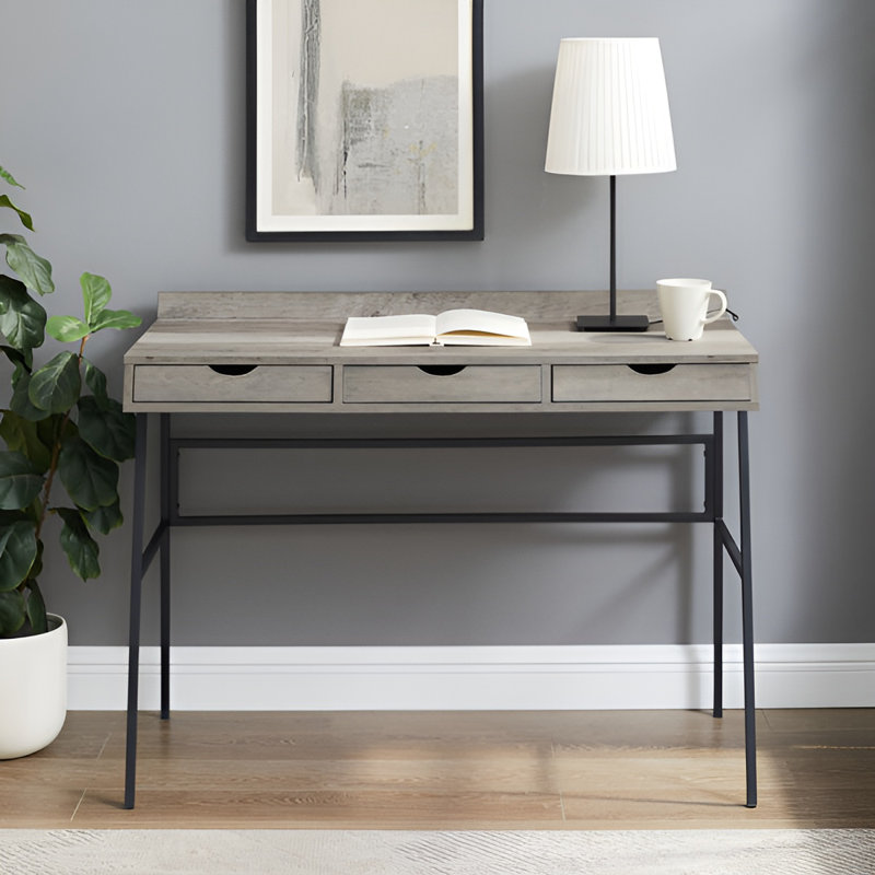 Caitlin Metal Base Writing Desk, Grey Wash