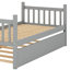 Lit superposé simple en bois d'hévéa avec lit gigogne escamotable transformable en deux lits séparés-117529016