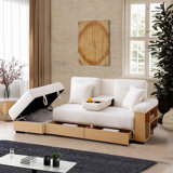 85" Multi-Functional L-Shape Sofa,Sofa Bed With Storage Ottoman And 2-Drawers, Arm Side Shelve
