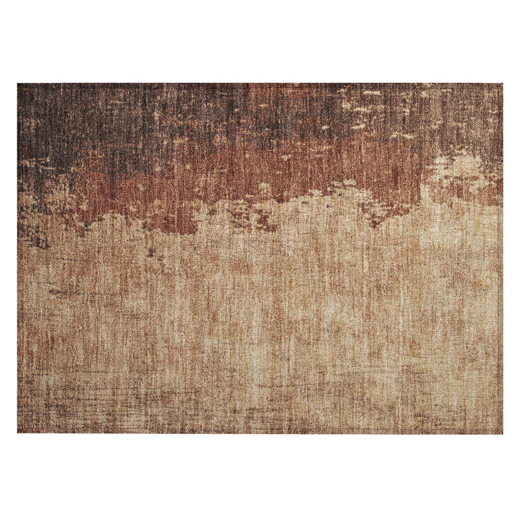 Machine Washable Indoor/Outdoor Xhevrie Paprika Rug