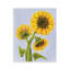 Trio de tournesols contre plaque murale bleue, design par Patti Bishop