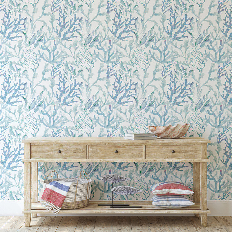Teardo 16.5' L x 20.5" W Wallpaper Roll, Blue