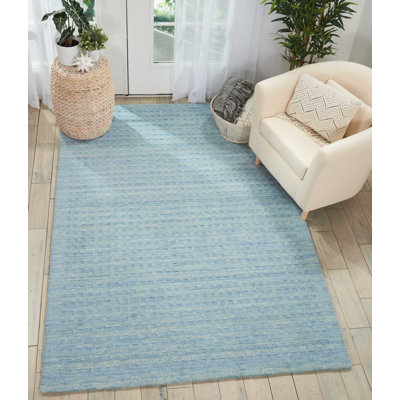 Tapis bleu en laine tissé à la main Frankston