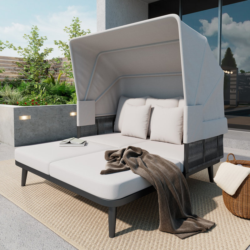 146cm Wide Curved Steel Patio Daybed
