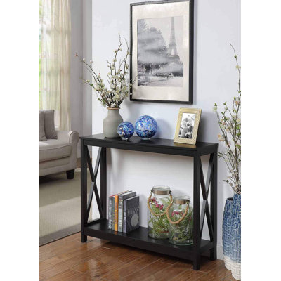 Console noire - Collection Transitional Oxford avec tablette, P 11,75 po x l 39,5 po x H 31,5 po, parfaite pour le salon