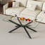Table basse de 39,37 po rectangulaire en verre trempé transparent, design élégant avec pieds en métal noir, table basse pour le salon-1367634910-1367634907