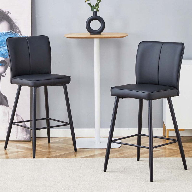 Tabouret de bar en polyuréthane revêtu de polyuréthane, Noir, Gris clair