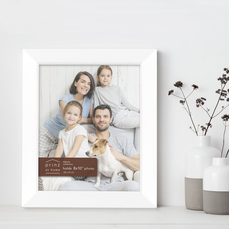 Hasson Matte Wood Single 8x10 Picture Frame, Tabletop or Wall Display, White, 8" x 10"