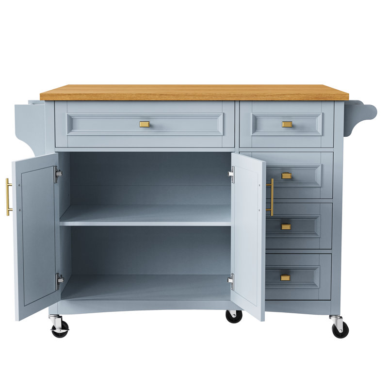 Kitchen Island With Drop Leaf, Blue